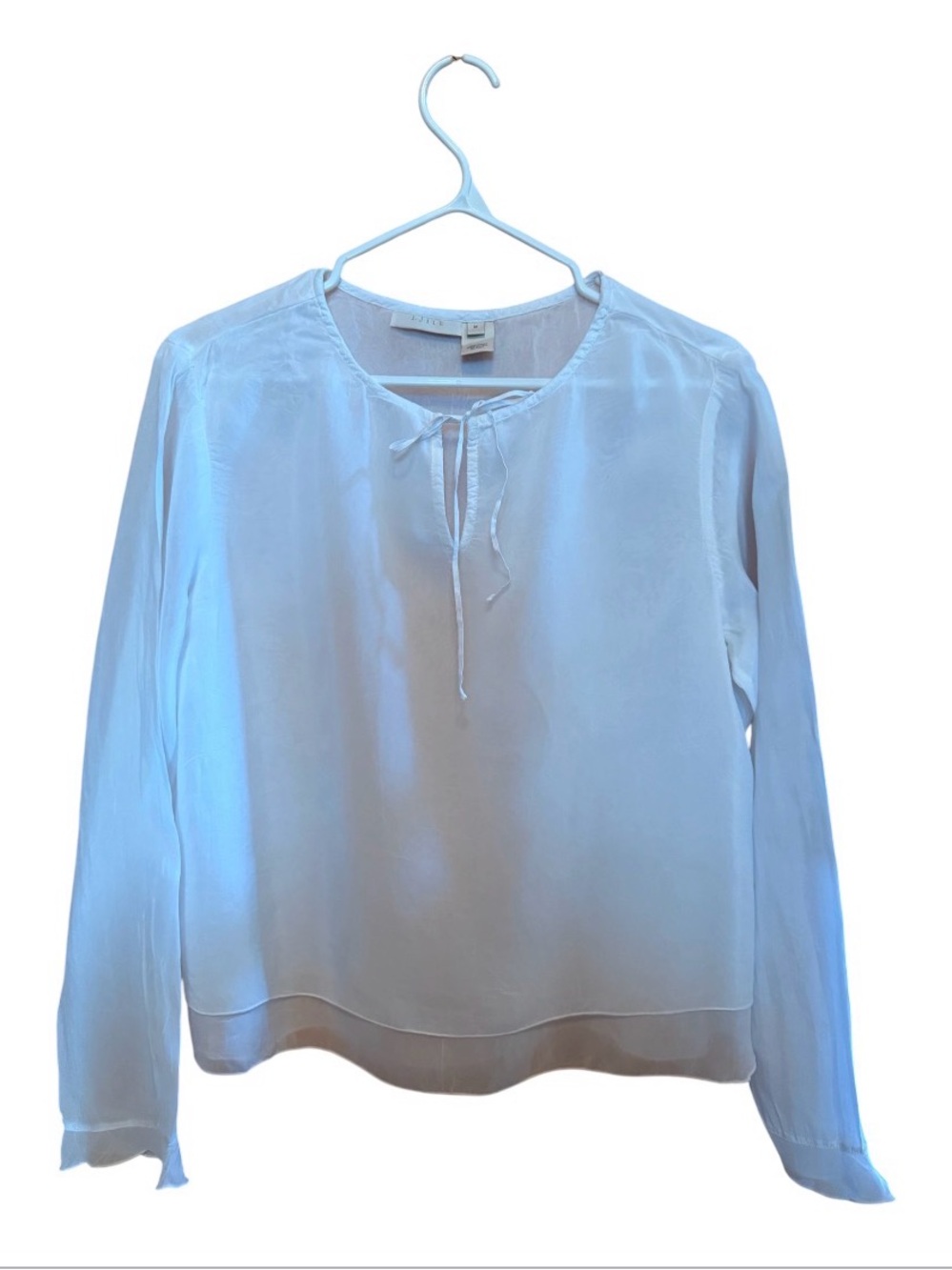 Ivory Tie-Neck Long-Sleeve Women's Top